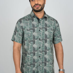 Slim Fit Cotton Printed Shirt - Green