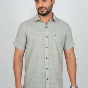 Regular Fit Cotton Checks - Light Grey