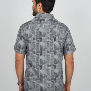 Slim Fit Cotton Printed Shirt - Grey