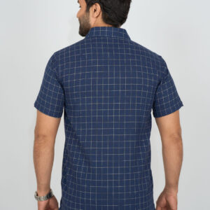 Regular Fit Cotton Checks - Dark Blue