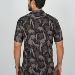 Slim Fit Cotton Printed Half Kurtha - Grey