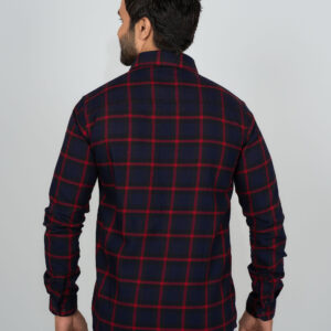 Slim Fit Cotton Checks Shirt - Red