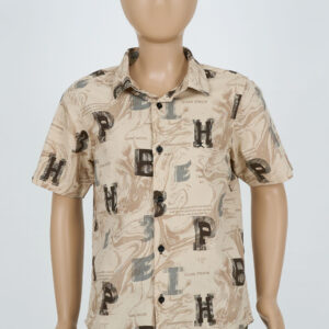 Cotton Printed Boys Shirt - Cream