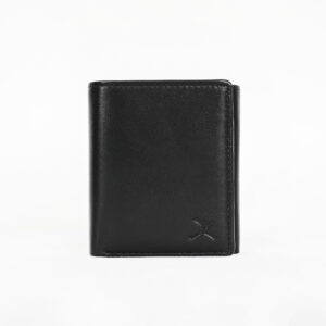 Nappa Leather Tri Fold Wallet - Black