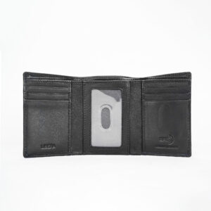 Nappa Leather Tri Fold Wallet - Black