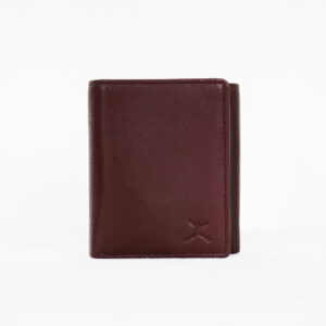 Nappa Leather Tri Fold Wallet - Burgundy