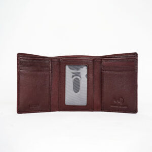 Nappa Leather Tri Fold Wallet - Burgundy