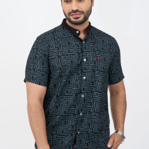 Slim Fit Cotton Printed Shirt - Blue